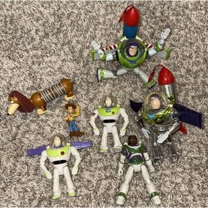 Disney Pixar Toy Story Figure Lot Big One Rocket w/Buzz Lightyear, Woody Slinky